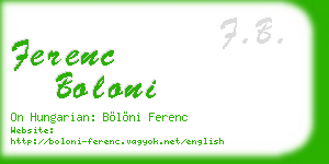 ferenc boloni business card