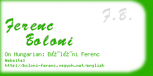 ferenc boloni business card